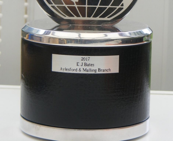 South East and East Area President's Trophy. Inscription reads "2017 E J Bates Aylesford and Malling Branch"